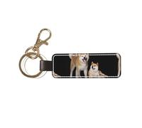 YWSOTRE Shiba Inu Akita Inu,Llavero de cuero de PU, llavero, llavero, anillo, organizador, 1 pieza