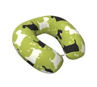 YWSOTRE Silueta de Perro Scottie Westie Animal,Almohada de Viaje de Espuma viscoelástica, Almohada para el Cuello, para avión, Coche, casa, Oficina, Camping.