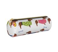 YWSOTRE Suéter con patrón de Mascota de Raza de Perro de Abrigo Rojo Dachshund, Estuche para lápices Estuche cilíndrico para lápices Estuche para lápices de Cuero portátil Estuche para cosméticos