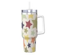 YWSOTRE Superficie colorida de la estrella,Botella de agua de acero inoxidable con asa para bebidas frías y calientes de 40 oz.
