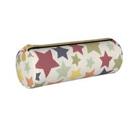 YWSOTRE Superficie Colorida Estrella, Estuche para lápices Estuche cilíndrico para lápices Estuche para lápices de Cuero portátil Estuche para cosméticos