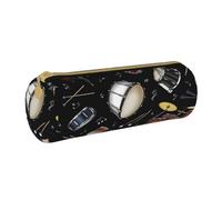 YWSOTRE Tambor Negro colección Jazz, Estuche para lápices Estuche cilíndrico para lápices Estuche para lápices de Cuero portátil Estuche para cosméticos