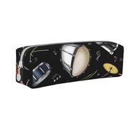 YWSOTRE Tambor Negro colección Jazz, Estuche para lápices Estuche para lápices Estuche para lápices de Cuero portátil con Estuche para cosméticos con Cremallera