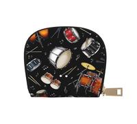 YWSOTRE Tambor Negro colección Jazz, Funda de Cuero de PU para Tarjetas, Tarjetero Elegante, Tarjetero Tipo Billetera