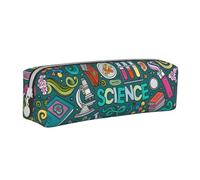 YWSOTRE Tema de Ciencia de Dibujos Animados, Estuche para lápices Estuche para lápices Estuche para lápices de Cuero portátil con Estuche para cosméticos con Cremallera