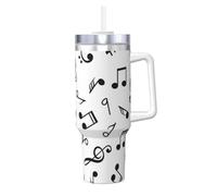 YWSOTRE Tema musical impreso,Botella de agua de acero inoxidable con asa para bebidas frías y calientes de 40 oz.