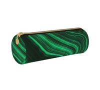 YWSOTRE Textura de malaquita, Estuche para lápices Estuche cilíndrico para lápices Estuche para lápices de Cuero portátil Estuche para cosméticos