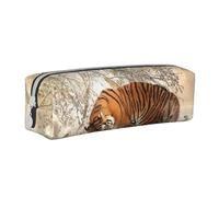 YWSOTRE Tigre Bebé Familia De Tigres Joven, Estuche para lápices Estuche para lápices Estuche para lápices de Cuero portátil con Estuche para cosméticos con Cremallera
