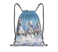 YWSOTRE Tres caballos blancos, Mochila con cordón, unisex, para deporte, gimnasio, informal, para el día a día, talla M