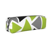 YWSOTRE Triángulos Aleatorios Verde Lima Gris Negro sobre Blanco, Estuche para lápices Estuche para lápices Estuche para lápices de Cuero portátil con Estuche para cosméticos con Cremallera