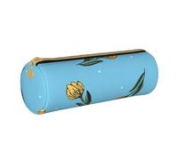 YWSOTRE Tulipanes Amarillos Dibujados a Mano, Estuche para lápices Estuche cilíndrico para lápices Estuche para lápices de Cuero portátil Estuche para cosméticos