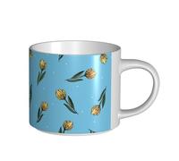 YWSOTRE Tulipanes amarillos dibujados a mano,Taza de cerámica de gran capacidad, taza de té, taza de café 450 ml