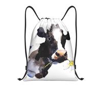 YWSOTRE Vaca con una flor de margarita, Mochila con cordón, unisex, para deporte, gimnasio, informal, para el día a día, talla M