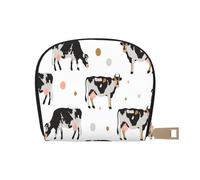 YWSOTRE Vaca Manchada De Leche Vaca Negra, Funda de Cuero de PU para Tarjetas, Tarjetero Elegante, Tarjetero Tipo Billetera
