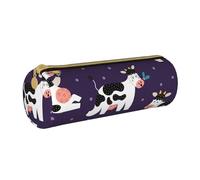 YWSOTRE Vacas Divertidas Granja Divertida, Estuche para lápices Estuche cilíndrico para lápices Estuche para lápices de Cuero portátil Estuche para cosméticos