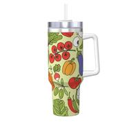 YWSOTRE Varios patrones de vegetales,Botella de agua de acero inoxidable con asa para bebidas frías y calientes de 40 oz.