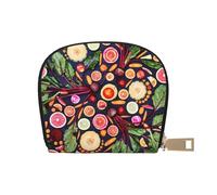 YWSOTRE Vegano Frutas Vivas Verduras Imprimir, Funda de Cuero de PU para Tarjetas, Tarjetero Elegante, Tarjetero Tipo Billetera