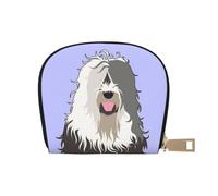 YWSOTRE Viejo Perro Pastor inglés, Funda de Cuero de PU para Tarjetas, Tarjetero Elegante, Tarjetero Tipo Billetera