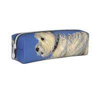 YWSOTRE Westie Invierno West Highland White Terrier Perros, Estuche para lápices Estuche para lápices Estuche para lápices de Cuero portátil con Estuche para cosméticos con Cremallera