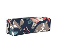 YWSOTRE Zorro Animal Flor Mon and Daughter Son, Estuche para lápices Estuche para lápices Estuche para lápices de Cuero portátil con Estuche para cosméticos con Cremallera