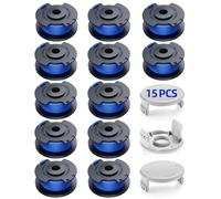 YWTESCH 12 Piezas AC14RL3A Bobina Hilo Line de Recambio Compatible con Ryobi One + 18V 24V 40V Desbrozadora,Ø1.65mm y 3.4m de Longitud de Carrete de Cuerda,Contiene 12 Piezas Bobina y 3 Piezas Tapas