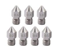 YWXCBNCI Cabezal de impresión extrusora de Boquilla de Acero Inoxidable MK8 de 1,75mm for Impresora 3D A8 A8Plus Ender 3 3S Pro V2 CR10 0,2-1,0mm(5PCS,0.8mm)