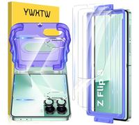 YWXTW EZ Alignment - Protector de pantalla para Samsung Galaxy Z Flip 8, prueba de fortalecimiento de pliegues, 4 películas interiores suaves de EPU + 2 piezas de vidrio templado de pantalla frontal +