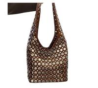 YXADGML Bolso De Tachuela Con Tachuelas Bolso tipo cubo punk con remaches metálicos, de ante, for llevar debajo del brazo, bandolera, estilo motero, ideal for otoño e invierno.(Brown 2)