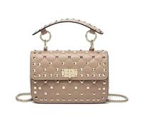 YXADGML Bolso De Tachuela Con Tachuelas Bolsos de mano de piel de oveja con remaches for mujer, bolsos de cadena, bolsos de hombro de diseño, bolsos bandolera de lujo for mujer(Apricot)