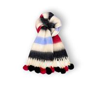 YXADGML Bufanda Mujer Bufanda afelpada de arcoíris de colores for mujer, chal térmico de felpa a rayas con borlas de pompones for otoño e invierno.(Beige)