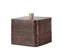 YXADGML Caja para Palillos De Dientes Caja de Hilo Dental de Madera de Nogal Negro, Almacenamiento Doble, palillo de Dientes for el hogar, hisopo de algodón, joyería(2 Layers)