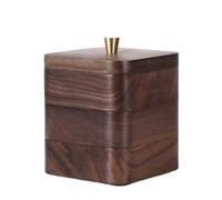 YXADGML Caja para Palillos De Dientes Caja de Hilo Dental de Madera de Nogal Negro, Almacenamiento Doble, palillo de Dientes for el hogar, hisopo de algodón, joyería(3 Layers)