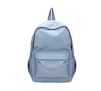 YXADGML Mochila Mochila de nailon con cremallera for mujer, morral escolar de Color sólido for estudiantes de estilo pijo, grande(Blue)