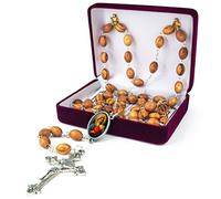 YXBZKGDCNG Collar de rosario católico de madera de Israel, cuentas de rosario de madera de olivo con retrato de icono y colgante de cruz, rosarios de confirmación y comunión para hombres y mujeres