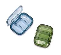 YXCHUA 2 unidades 3 compartimentos pastillero moda viaje pequeño pastillero caja de medicamentos contiene medicamentos, vitaminas, aceite de pescado, suplementos nutricionales, etc. (azul + verde)