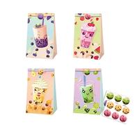 YXCMDCG 12 bolsas de fiesta de té Boba, bolsa de regalo de té de burbujas, bolsas de dulces con 12 calcomanías de té Boba para regalos de fiesta de té Boba, decoraciones de fiesta de té Boba,