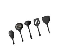 YXCPFEO Utensilios de Cocina Silicona, Olla Antiadherente, Juego Utensilios, Cubo Almacenamiento(Black 5pcs)