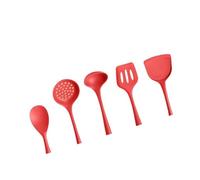 YXCPFEO Utensilios de Cocina Silicona, Olla Antiadherente, Juego Utensilios, Cubo Almacenamiento(Red 5pcs)