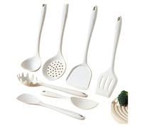 YXCPFEO Utensilios de Cocina Silicona, Olla Antiadherente, Juego Utensilios, Cubo Almacenamiento(White 7pcs)