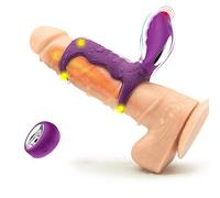 YXCX Jugúété Sểxừál Vībrạdórểs Anīllós ěyầculầcion Clítøríș para Párejás, Anīlló Vībrạdór Péné para Hombre Control Remoto USB Recargable Silicone Sểx Cóckrīng 10 Vībrạtīon