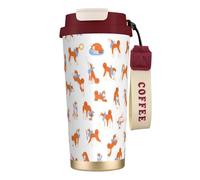 YXDVPALNE Adorable Akita Inu,Taza de café de acero inoxidable 316 con cordón, vaso térmico de viaje para coche, 500 ml