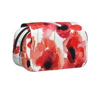 YXDVPALNE Amapolas de Acuarela Estuche para lápices portátil con Doble Concha y Cremallera