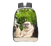 YXDVPALNE Amistad Pug Bokeh Perros Mascotas Amigos Pug,Mochila informal de 16 pulgadas, transparente, resistente al agua, para la escuela