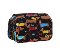 YXDVPALNE Amo a mi Perro Salchicha Estuche para lápices portátil con Doble Concha y Cremallera