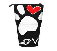 YXDVPALNE Amor de Pata de Huella de Perro,Estuche telescópico para lápices, Soporte para lápices con Cremallera.