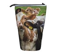 YXDVPALNE Animal de Granja Vaca Ganado,Estuche telescópico para lápices, Soporte para lápices con Cremallera.