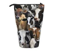 YXDVPALNE Animales de Granja Vacas lecheras Vaca,Estuche telescópico para lápices, Soporte para lápices con Cremallera.