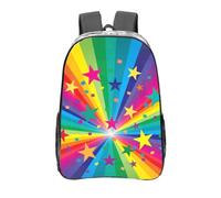 YXDVPALNE Arcoiris y estrellas, confeti y rayos,Mochila informal de 16 pulgadas, transparente, resistente al agua, para la escuela