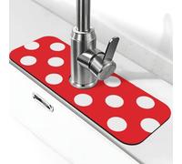 YXDVPALNE Área del círculo Rojo,Ventosa para Grifo de Cocina, Protector contra Salpicaduras de Fregadero, Alfombrilla para Grifo de baño, 38 x 14 cm