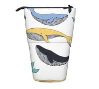 YXDVPALNE Ballenas Animal Ballena,Estuche telescópico para lápices, Soporte para lápices con Cremallera.